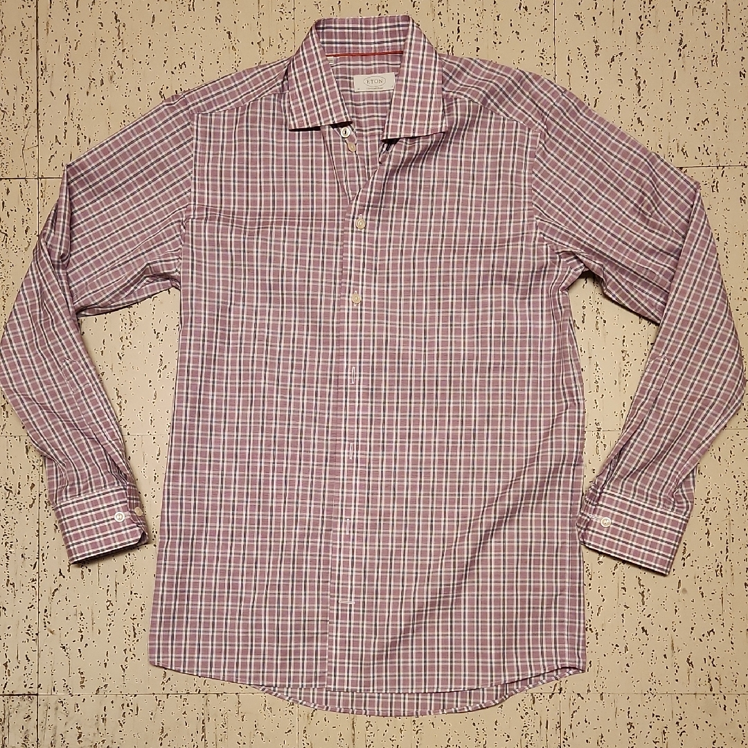 Eton Contemporary Cotton Checkered Long Sleeve Button Down Casual Dress Shirt